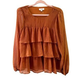 Andree by Unit Women's Rust Tiered Blouse